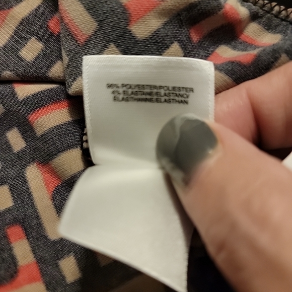 Anne Klein Size L Top Long Sleeve Elastic Cuffs Multicolor Gold Hardware Detail - Picture 9 of 12